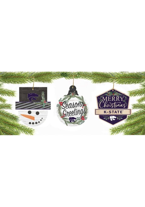 Purple K-State Wildcats 3 Pack Ornament
