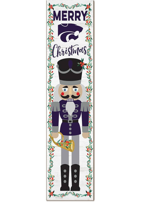 Purple K-State Wildcats Nutcracker Leaning Sign