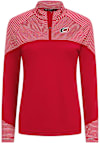 Main image for Levelwear Carolina Hurricanes Womens Red Classic Stripes Embroidered 3D Patch Qtr Zip