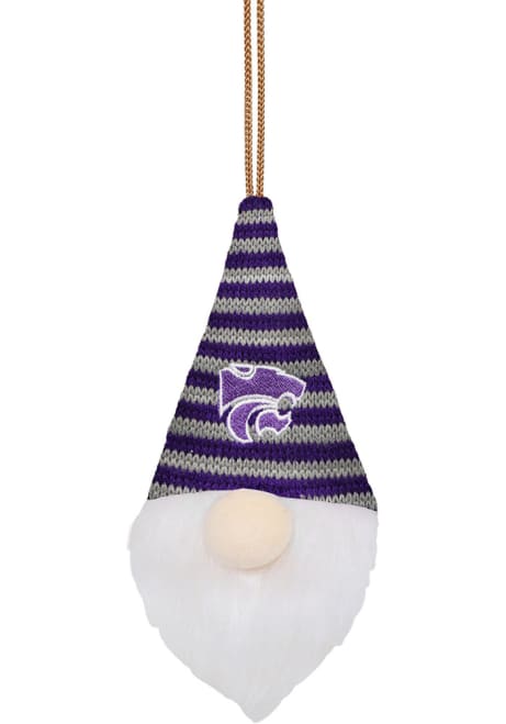 Purple K-State Wildcats Plaid Plush Gnome Ornament