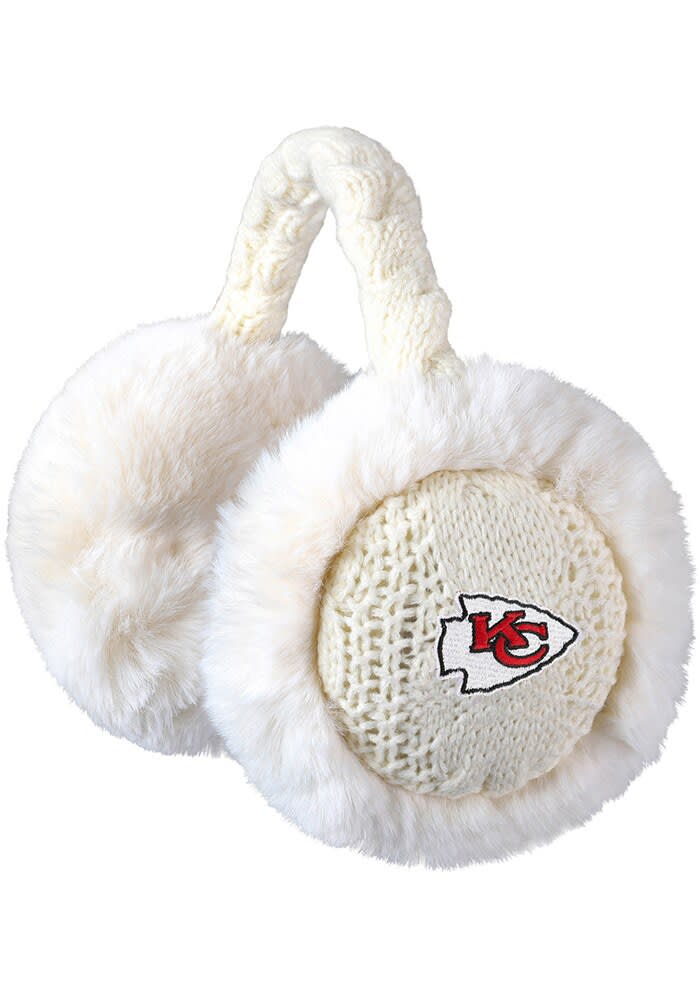 Forever Collectibles Kansas City Chiefs Knit Sherpa Womens Ear Muffs WHITE