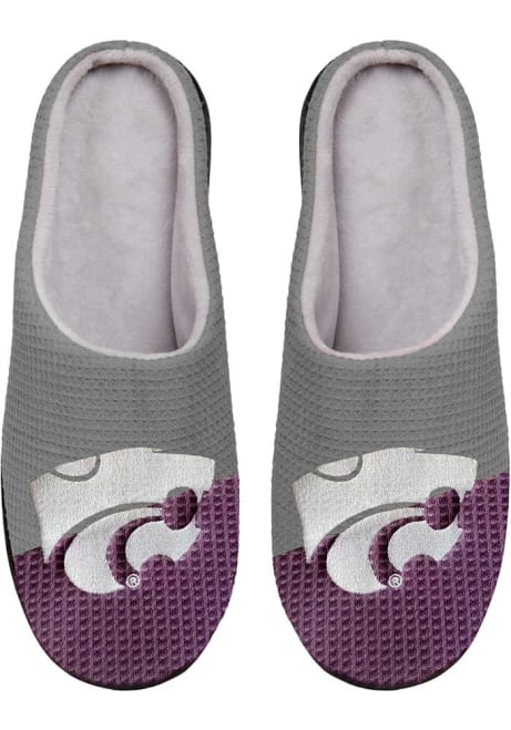 Colorblock Big Logo Memory Foam K-State Wildcats Mens Slippers - Purple