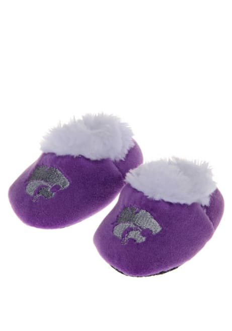 Fuzzy K-State Wildcats Baby Slippers - Purple
