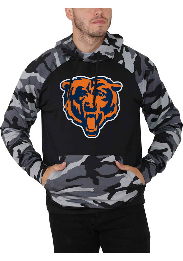 Men s FOCO Black Chicago Bears Camo Raglan Pullover Hoodie