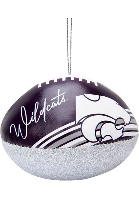 Purple K-State Wildcats Leather Football Ornament