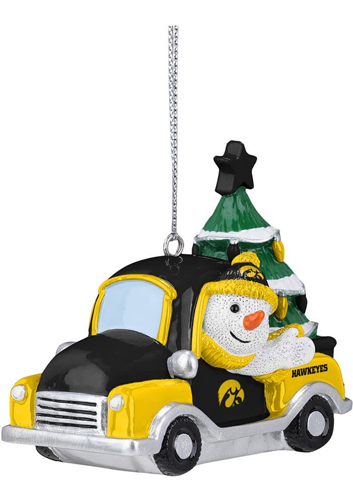 Iowa Hawkeyes Snowman Riding Truck Ornament - Thumbnail 3