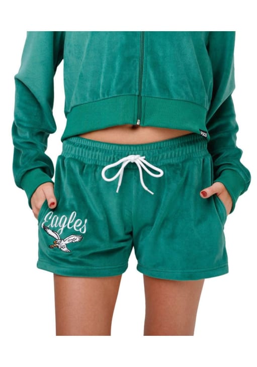 Forever Collectibles Philadelphia Eagles Womens Kelly Green Velour Shorts