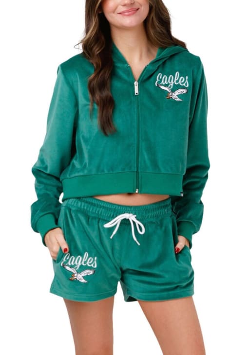 Forever Collectibles Philadelphia Eagles Womens Kelly Green Velour Shorts