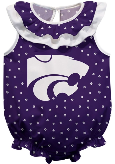 Baby K-State Wildcats Purple Vive La Fete Ruffle Short Sleeve One Piece