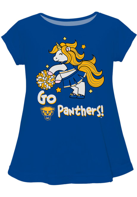 Infant Girls Pitt Panthers Blue Vive La Fete Unicorn Blouse Short Sleeve T-Shirt