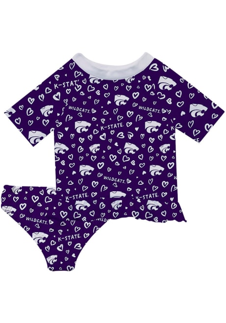 Toddler Girls Purple K-State Wildcats Rash Guard Short Sleeve T-Shirt