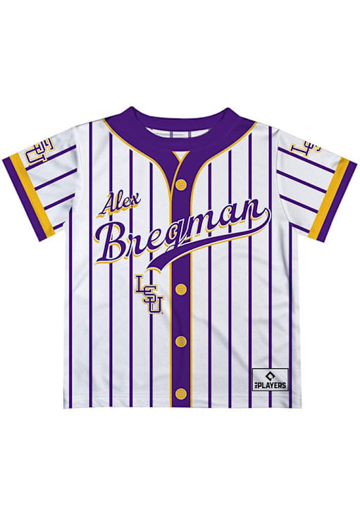 LSU Tigers Alex Bregman Toddler Stripes White Short Sleeve T-Shirt