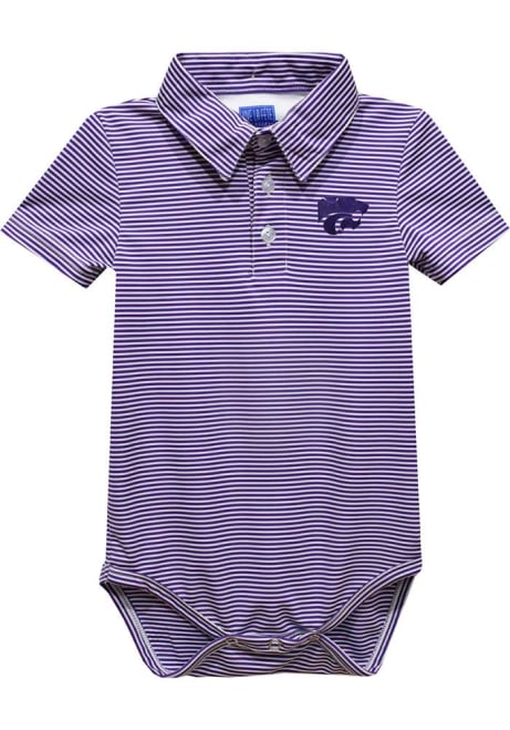 Baby Purple K-State Wildcats Pencil Stripe Short Sleeve One Piece Polo
