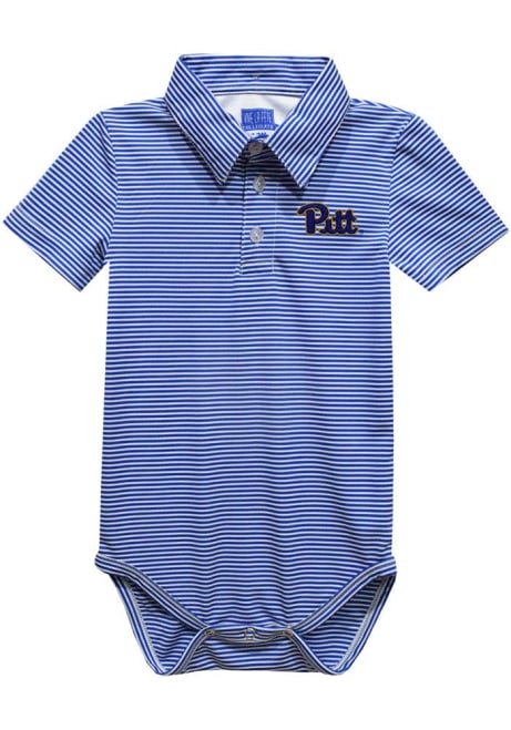Baby Pitt Panthers Blue Vive La Fete Pencil Stripe Short Sleeve One Piece Polo