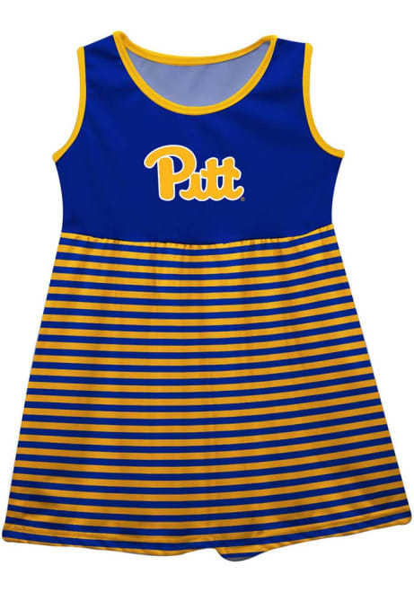 Toddler Girls Pitt Panthers Blue Vive La Fete Stripes Short Sleeve Dress