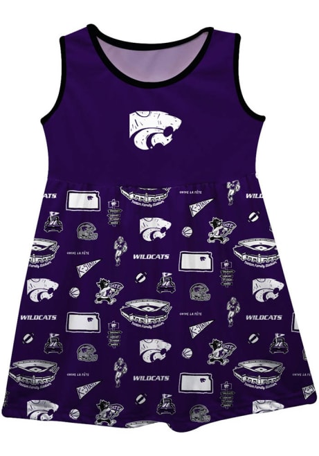 Girls K-State Wildcats Purple Vive La Fete Impressions Short Sleeve Dress