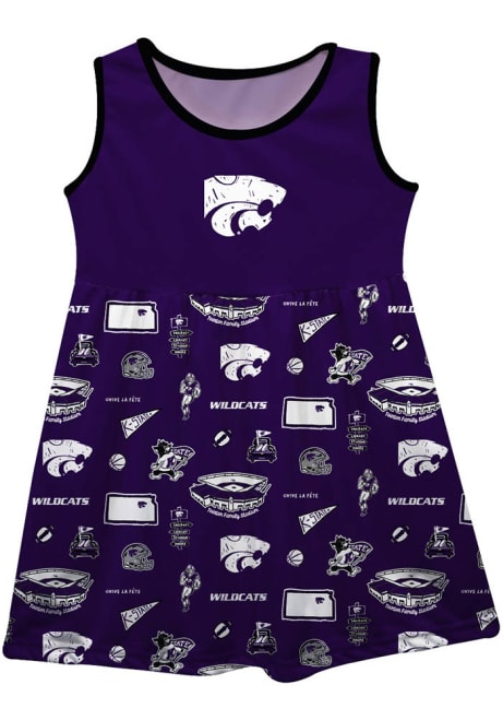 Baby Girls K-State Wildcats Purple Vive La Fete Impressions Short Sleeve Dress