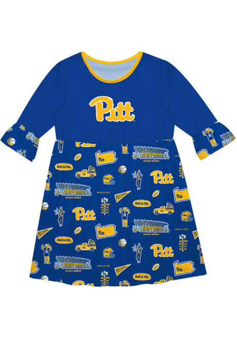 Toddler Pitt Panthers Blue Vive La Fete Impressions Long Sleeve Dress