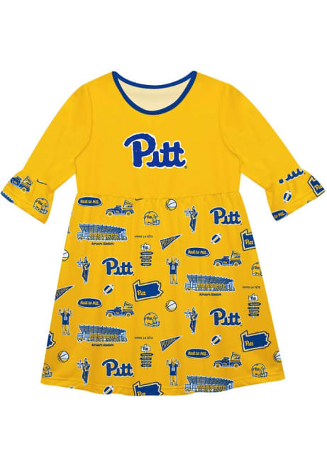 Toddler Pitt Panthers Gold Vive La Fete Impressions Long Sleeve Dress