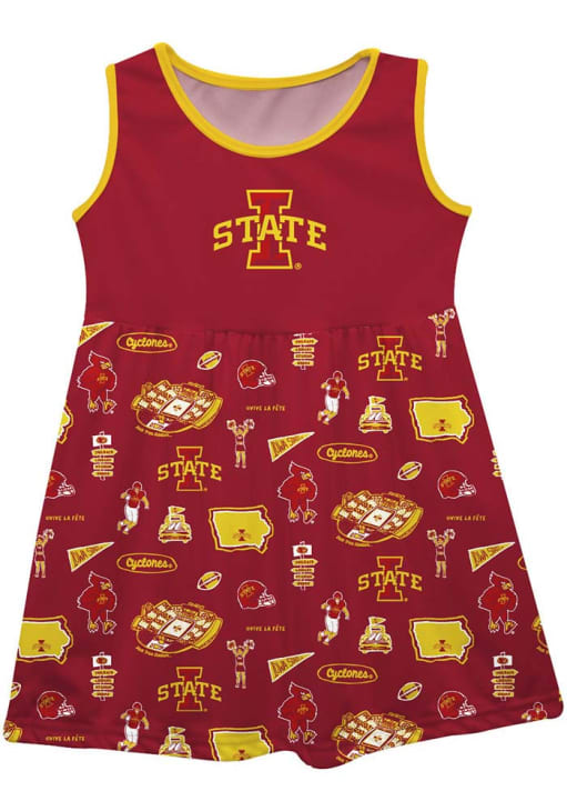 Vive La Fete Iowa State Cyclones Toddler Girls Red Impressions Short Sleeve Dress