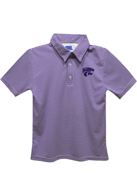 Youth Purple K-State Wildcats Pencil Stripe Short Sleeve Polo Shirt