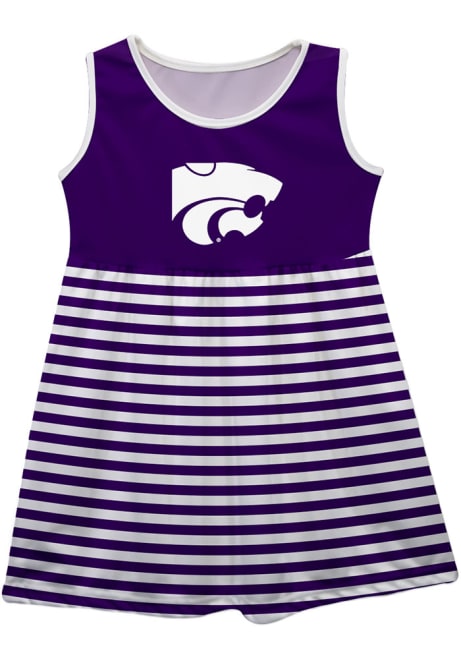 Girls K-State Wildcats Purple Vive La Fete Stripes Short Sleeve Dress
