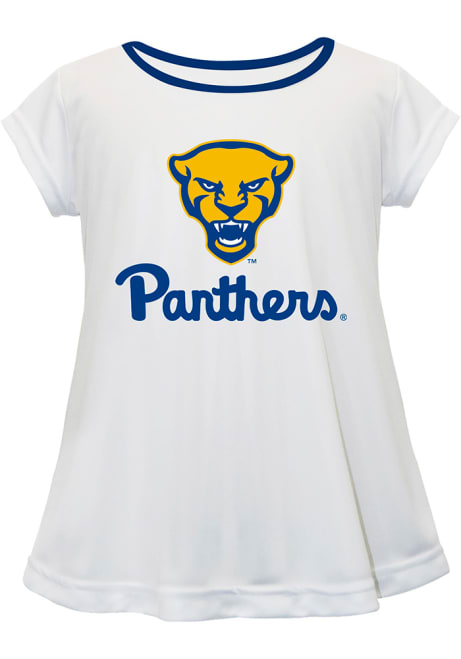 Infant Girls Pitt Panthers White Vive La Fete Script Blouse Short Sleeve T-Shirt