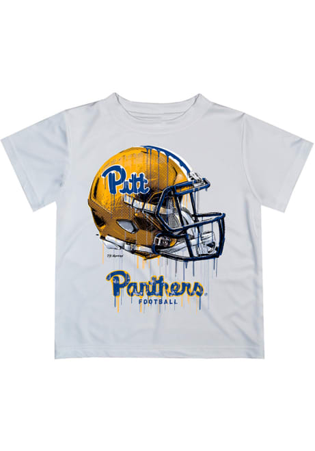 Youth Pitt Panthers White Vive La Fete Helmet Short Sleeve T-Shirt