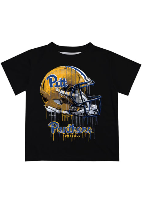 Youth Pitt Panthers Black Vive La Fete Helmet Short Sleeve T-Shirt