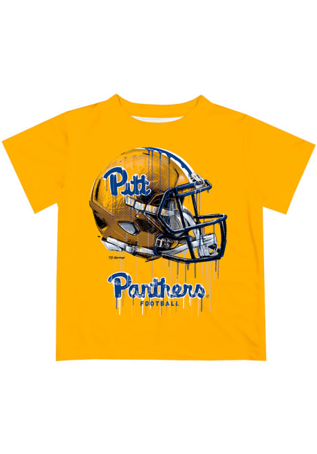 Youth Pitt Panthers Gold Vive La Fete Helmet Short Sleeve T-Shirt