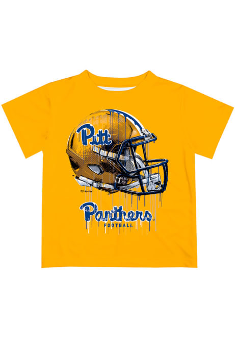 Infant Pitt Panthers Gold Vive La Fete Helmet Short Sleeve T-Shirt