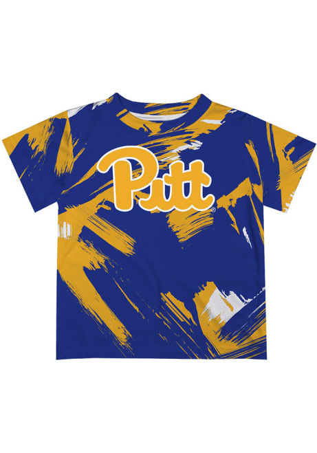 Infant Pitt Panthers Blue Vive La Fete Paint Brush Short Sleeve T-Shirt