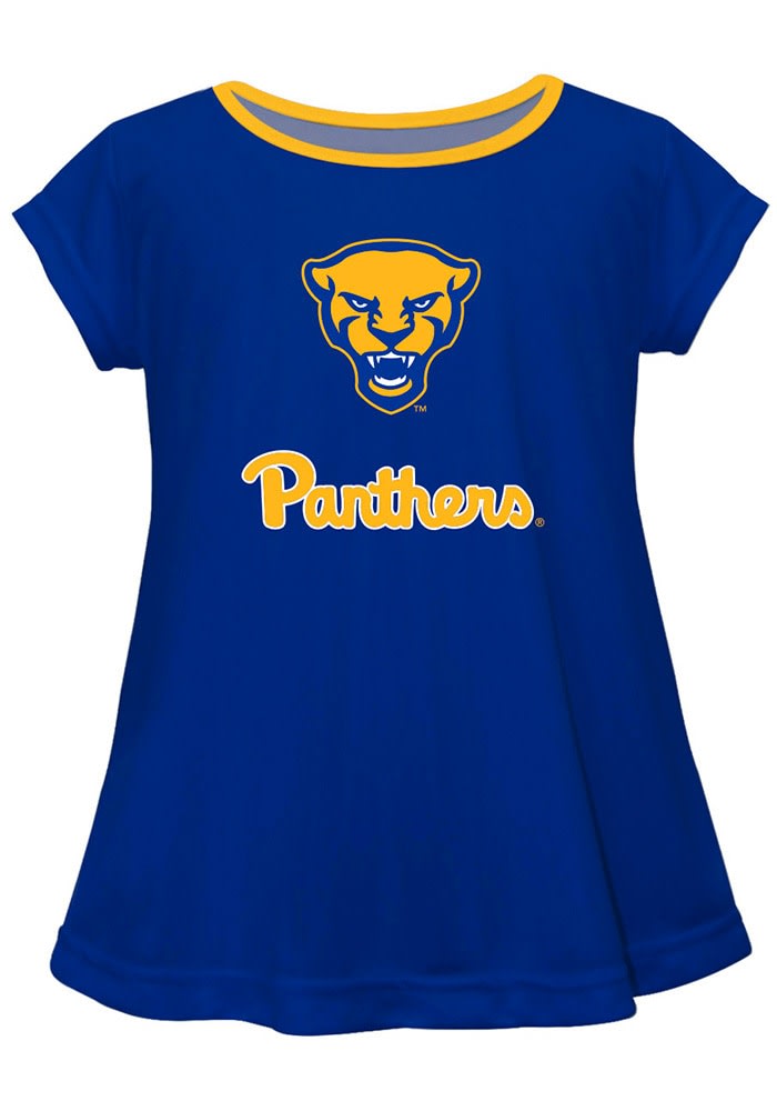 Vive La Fete Toddler Girls Blue Pitt Panthers Script Blouse Short Sleeve T Shirt