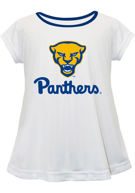 Toddler Girls Pitt Panthers White Vive La Fete Script Blouse Short Sleeve T-Shirt