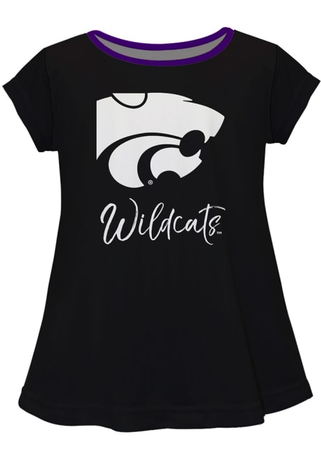 Girls Black K-State Wildcats Script Blouse Short Sleeve T-Shirt