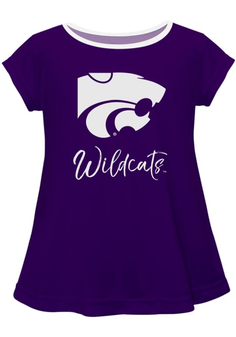 Girls Purple K-State Wildcats Script Blouse Short Sleeve T-Shirt