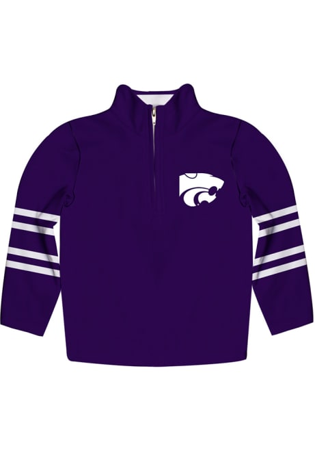 Youth Purple K-State Wildcats Stripe Long Sleeve Quarter Zip