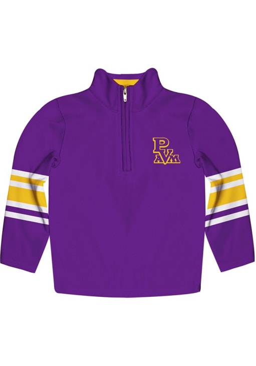 Vive La Fete Prairie View A&M Panthers Youth Purple Stripe Long Sleeve Quarter Zip Shirt