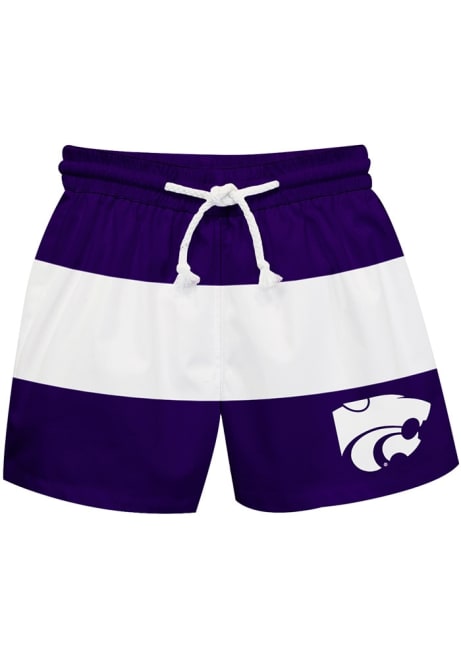 Youth K-State Wildcats Purple Vive La Fete Stripe Swimwear Swim Trunks