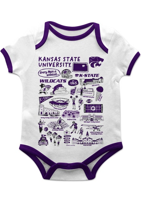 Baby K-State Wildcats White Vive La Fete Impressions Short Sleeve One Piece