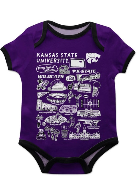 Baby K-State Wildcats Purple Vive La Fete Impressions Short Sleeve One Piece