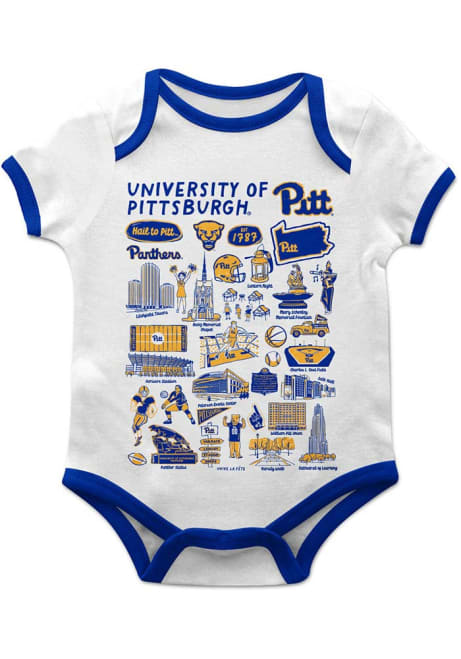 Baby Pitt Panthers White Vive La Fete Impressions Short Sleeve One Piece