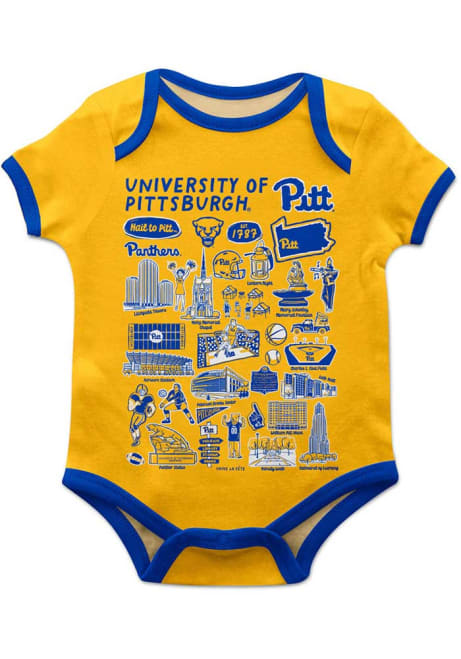 Baby Pitt Panthers Gold Vive La Fete Impressions Short Sleeve One Piece