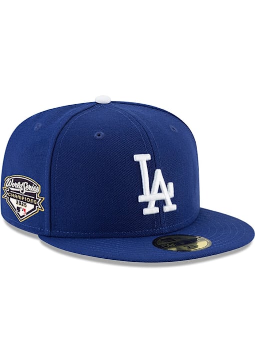 New Era Los Angeles Dodgers Mens Blue 2025 Game World Series Champions Side Patch 59FIFTY Fitted H..