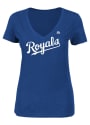 Majestic Kansas City Royals Womens Blue Wordmark V-Neck