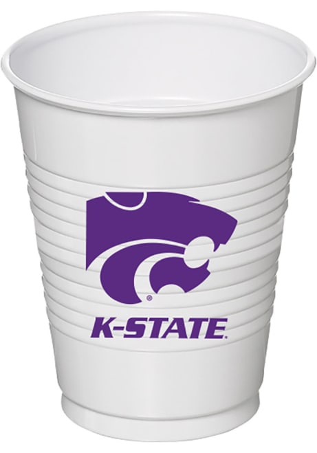 White K-State Wildcats 16oz 8 pack Disposable Cups