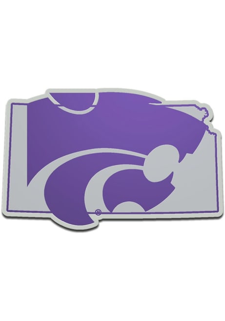 K-State Wildcats Purple  Laser Cut Metallic State Shape Car Emblem