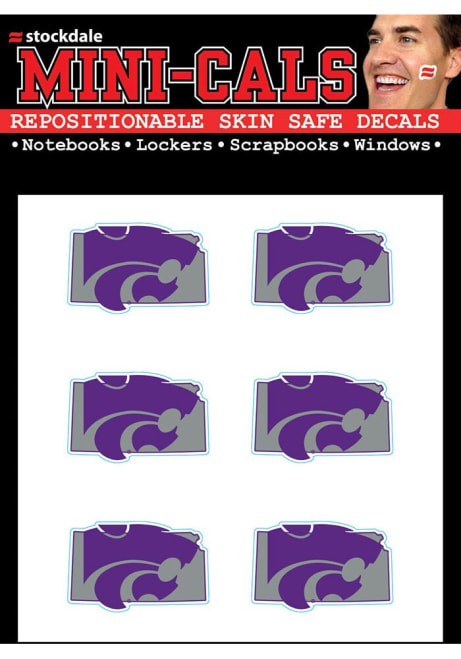 Purple K-State Wildcats 6pk State Shape Tattoo