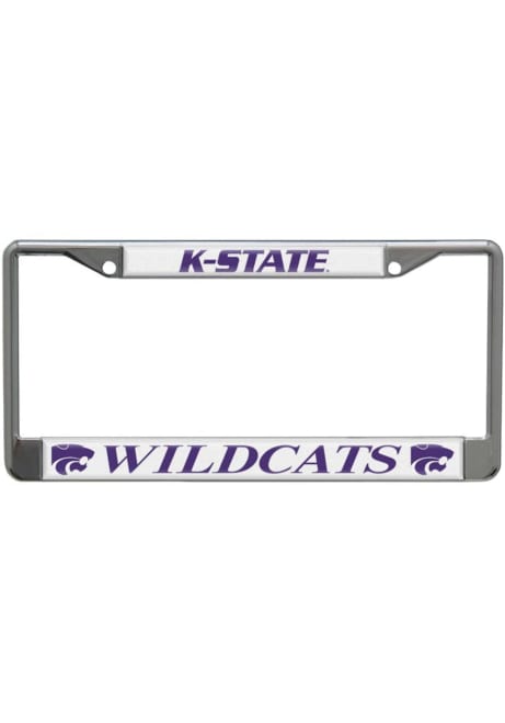 K-State Wildcats White  White Domed Chrome License Frame