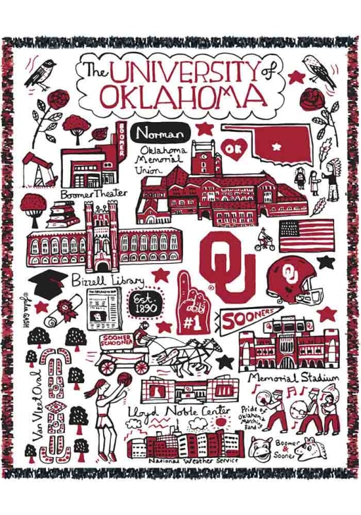 Oklahoma Sooners Red Julia Gash Red Tapestry Blanket 1640016